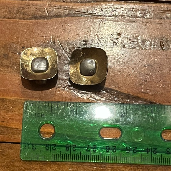 AMAZING! 14k and sterling james avery modern square earrings with clip on back - Picture 7 of 9